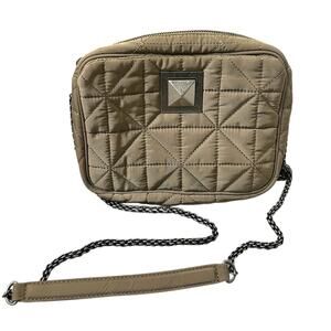 Sonia Rykiel Le Copain Quilted Taupe Crossbody Bag With Gunmetal Chain Strap